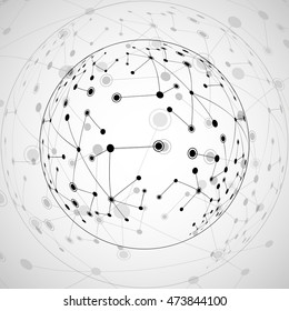 Abstract sphere from dots and lines, network connections. Futuristic technology style