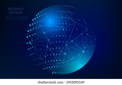 abstrakte Sphäre. Erdkugel. Verbindungsleitungen und -punkte. Visualisierung von Daten. Sicherheitsschutz. Vektorgrafik.