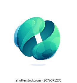 Abstract Sphere Eco Logo. Yin Yang Symbol. Modern Vector Icon In A Sphere With Splashes. Trendy, Vibrant And Colorful Concept Vector Design Template.