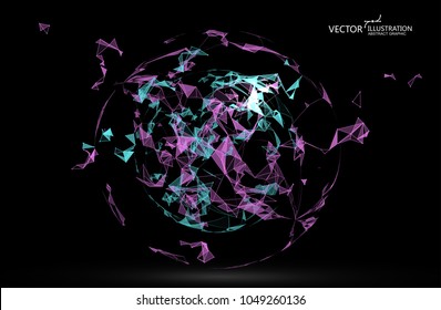 Abstract sphere formed by a point line connection.