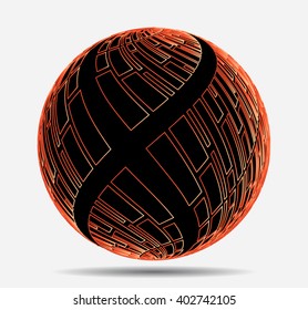 Abstract sphere with geometric shapes. Illustration vector design.