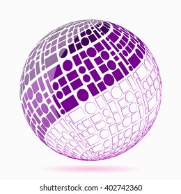 Abstract sphere with geometric shapes. Illustration vector design.