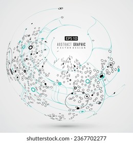 Gráficos abstractos de esfera, líneas conceptuales futuristas, diseño de sentido tecnológico.