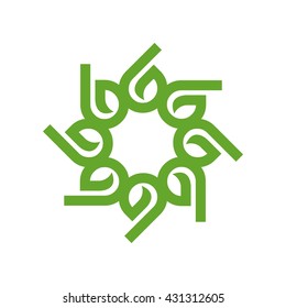 Abstract sphere green leaf  for ecology and flower theme design with natural organic feeling logo 