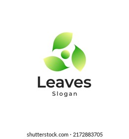 Abstract sphere green leaf logo, volume icon design template element Triple infinity loop logo design template.
