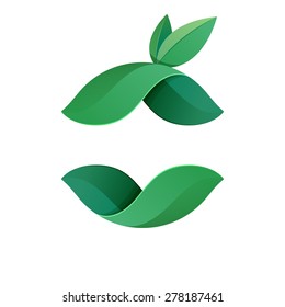 Abstract sphere green leaf logo