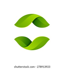 Abstract sphere green leaf logo 