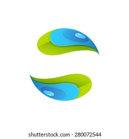 Abstract sphere green leaf logo, volume icon design template element
