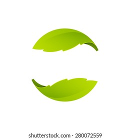 Abstract sphere green leaf logo, volume icon design template element