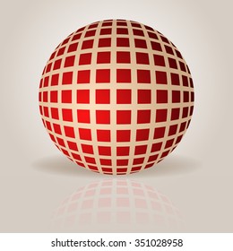 Abstract sphere with grid pattern vector illustration.