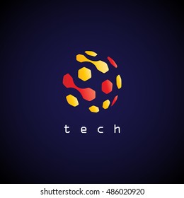 Abstract Sphere Icon - Isolated On Blue Background. Vector Illustration, Graphic Design. For Web, Websites, Print Material