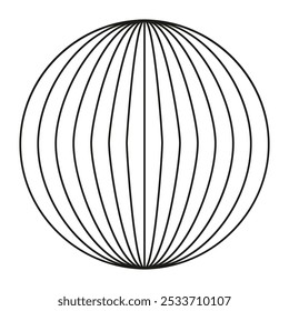 Abstract sphere icon. Lines forming a globe. Black and white vector. Geometric pattern.