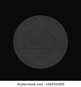 Abstract sphere icon of squares, pixelated halftone logo