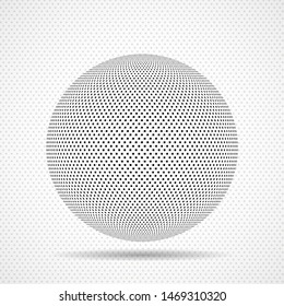 Abstract sphere icon of squares, pixelated halftone logo