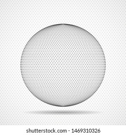 Abstract sphere icon of squares, pixelated halftone logo