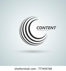 Abstract sphere icon. Vector design with twirl line.