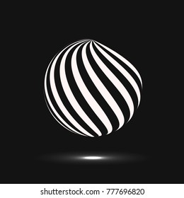 Abstract sphere icon. Vector design with twirl line