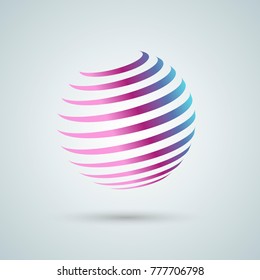 Abstract sphere icon. Vector design with twirl line.