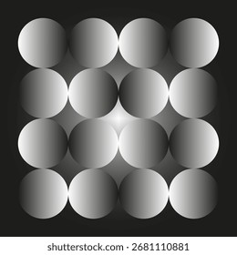 Abstract sphere icons. Gradient circle shapes. Monochrome vector element. Geometric visual pattern. EPS 10.