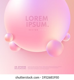 Abstract sphere light pink color  3D liquid fluid circles sweet pink color beautiful background  Creative minimal bubble pastel color template for cover brochure  flyer  poster  Vector illustration
