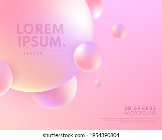 Abstract sphere light pink color. 3D liquid fluid circles sweet pink color beautiful background. Creative minimal bubble pastel color template for cover brochure, flyer, poster. Vector illustration.