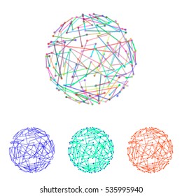 Abstract sphere from lines and dots.Isolated on white background.Vector colorful illustration.