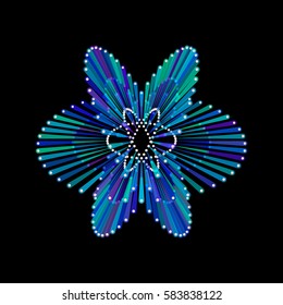 Abstract sphere from lines and dots.Isolated on black background.Vector colorful illustration.