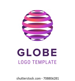 Abstract sphere with lines logo design template. Sign for business company. Vector illustration isolated on white background