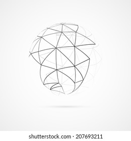Abstract sphere with lines on white background. Vector illustration