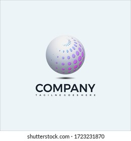 abstract sphere logo design template. global icon. for business, consulting, technology, science, etc 