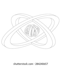 Abstract sphere logo grooved contour isolated on white background