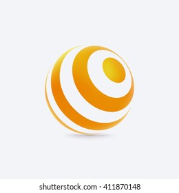 Abstract Sphere Logo with lines texture. Sign for Business, Corporation . Vector illustration isolated on white
