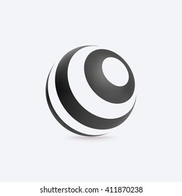 Abstract Sphere Logo with lines texture. Sign for Business, Corporation . Vector illustration isolated on white