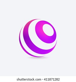 Abstract Sphere Logo with lines texture. Sign for Business, Corporation . Vector illustration isolated on white