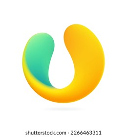 Abstract sphere logo. Soft style round icon. U letter in circle emblem. Vector design template elements for your app, vibrant branding, colorful identity, creative t-shirts, trendy advertising.