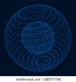 Abstract sphere of multiple points. Globe or ball. Digital technology. Futuristic vector illustration.