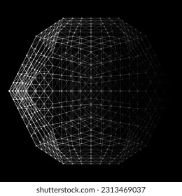 Abstract sphere of multiple points and lines. Globe or ball. Digital technology. Illustration in space style. Vector