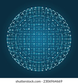 Abstract sphere. Network of dots and lines. Abstract digital background. 3d vector illustration