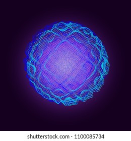 Abstract sphere of noise points array. Grid vector illustration. Technology digital noise of data points. Spherical 3d waveform. 