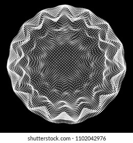 Abstract sphere of noise points array. Grid vector illustration. Technology digital noise of data points. Spherical 3d waveform. 