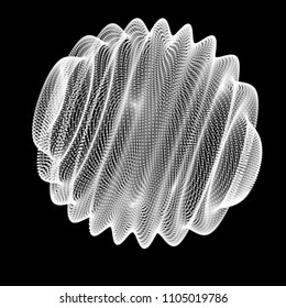 Abstract sphere of noise points array. Grid vector illustration. Technology digital noise of data points. Spherical 3d waveform. 