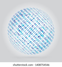 Abstract sphere object with integrated metaballs. Technological background texture for your design. Molecular compounds vector illustration.