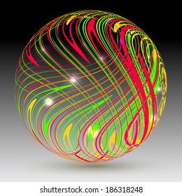 Abstract sphere on a black background.