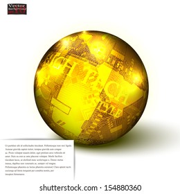 abstract sphere, printed circuit