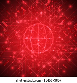 Abstract sphere shape of global network for the future background