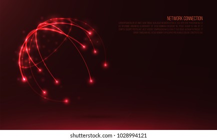 Abstract sphere shape of glowing circles and particles . Global Network connection visualization . Futuristic earth globe . 3d planet background . Science and technology concept art .