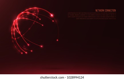 Abstract sphere shape of glowing circles and particles . Global Network connection visualization . Futuristic earth globe . 3d planet background . Science and technology concept art .