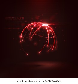 Abstract sphere shape of glowing circles and particles . Global Network connection visualization . Futuristic earth globe . 3d planet concept . Science and technology background 