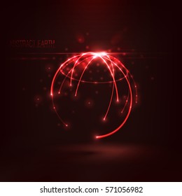 Abstract sphere shape of glowing circles and particles . Global Network connection visualization . Futuristic earth globe . 3d planet concept . Science and technology background 