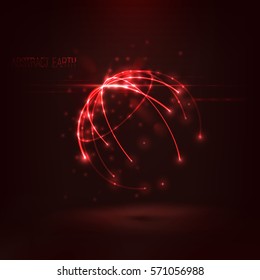 Abstract sphere shape of glowing circles and particles . Global Network connection visualization . Futuristic earth globe . 3d planet concept . Science and technology background 